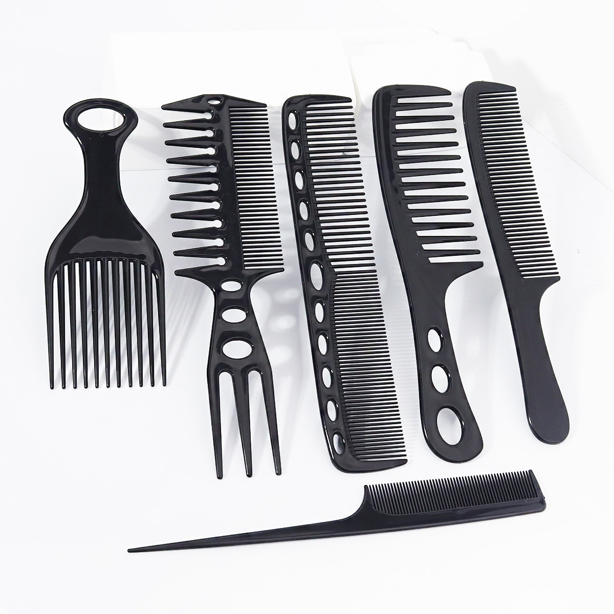 Detangling Wide Comb - 6本セット 黒髪用櫛セット、ヘアコーム、尖った尾の櫛、幅広歯の櫛、アフリカ風挿入櫛、男女兼用ヘアコーム