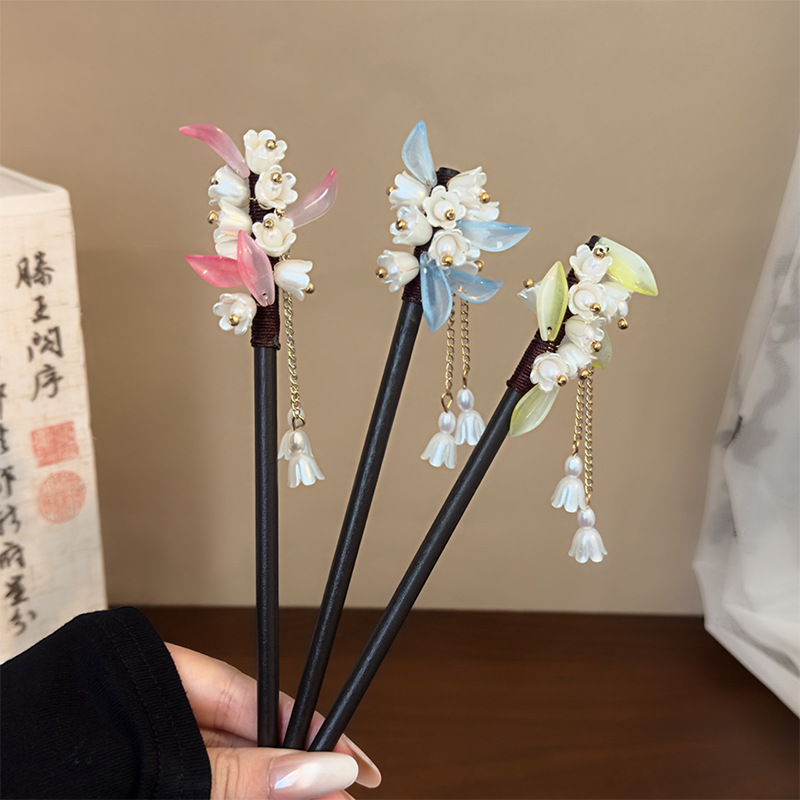Hair Care Ingredients - 中国風の伝統的なヘアピンスズランタッセルヘアスティックエレガントなヘアアクセサリー女性のための漢服チャイナドレス結婚式