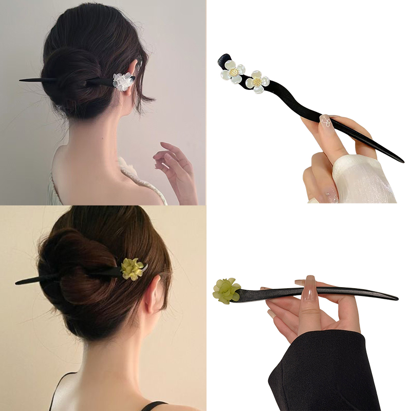 Hair Care Ingredients - ヴィンテージ中国風の木製花ヘアスティックパールヘアピンジュエリー女性のための気質ヘアアクセサリーウェディングスタイリング gif