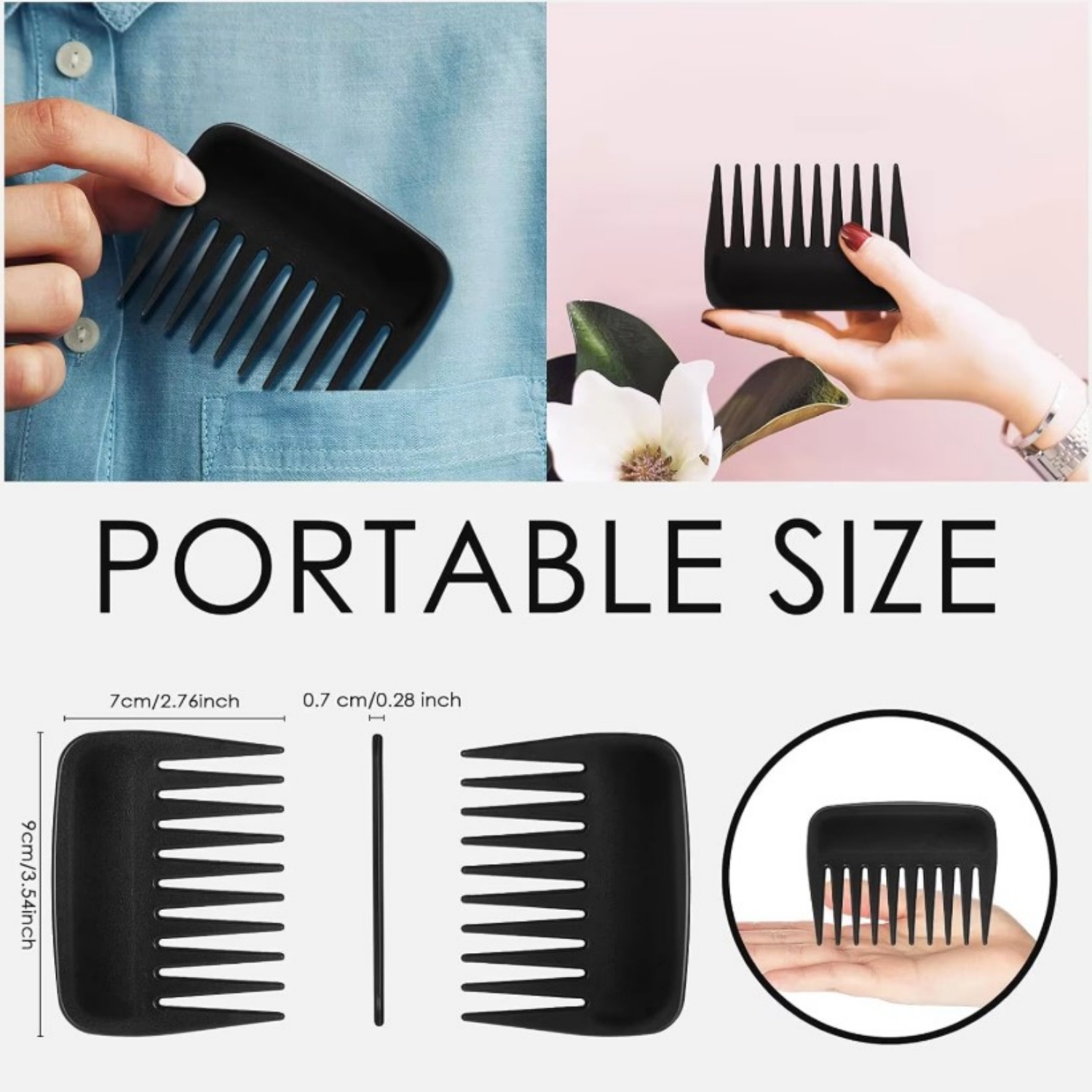 新しい 12 個入りポケットプラスチックコーム、超広歯コーム - Detangling Wide Comb のレビューと価格