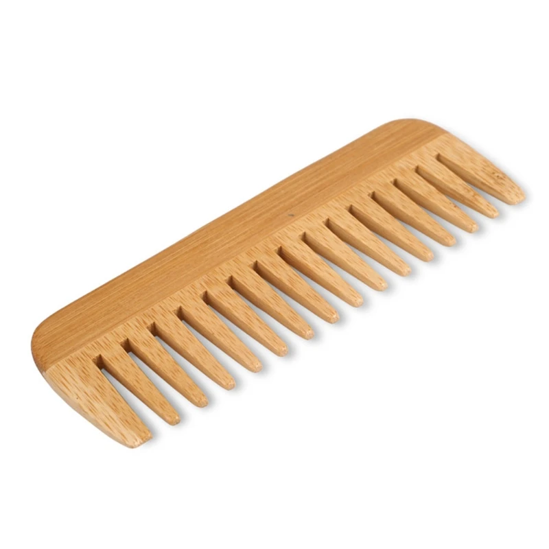 天然竹広歯コーム、脱毛コーム、帯電防止木製コーム、本物の髪の - Detangling Wide Comb のレビューと価格