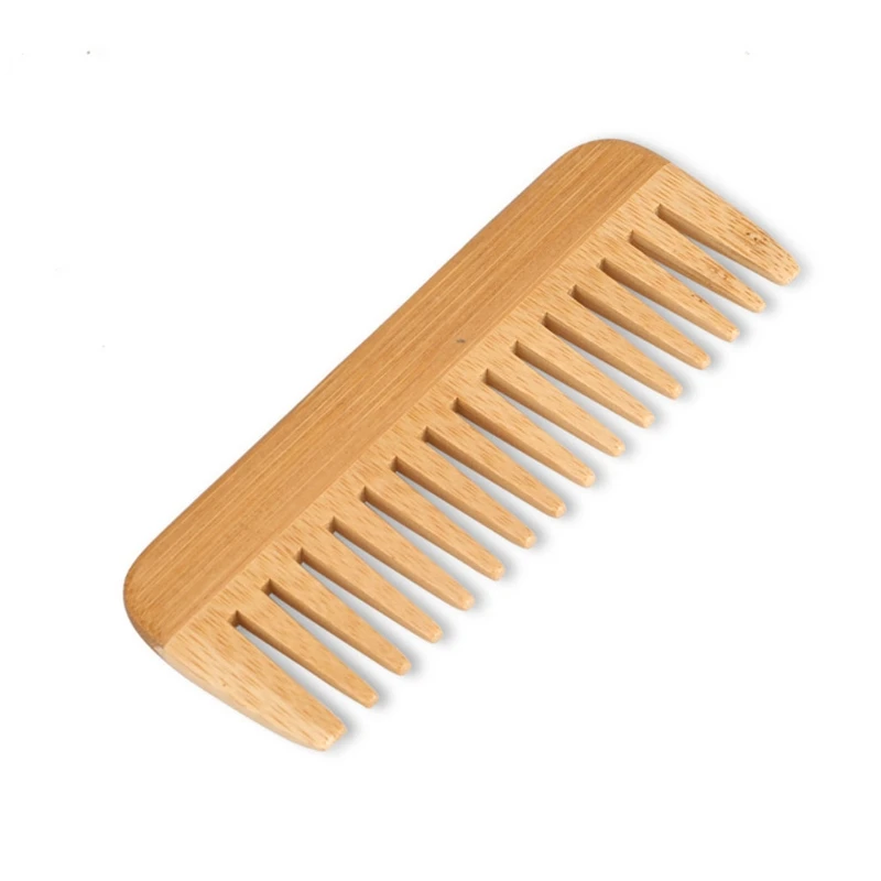 天然竹広歯コーム、脱毛コーム、帯電防止木製コーム、本物の髪の - Detangling Wide Comb のレビューと価格