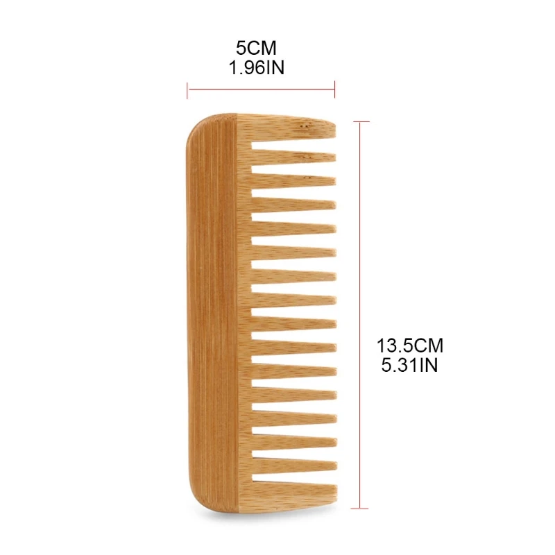 天然竹広歯コーム、脱毛コーム、帯電防止木製コーム、本物の髪の - Detangling Wide Comb のレビューと価格
