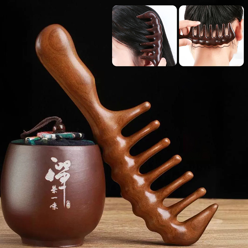 天然白檀の櫛、静電気防止木製櫛、マッサージ、細長い歯、もつれ - Detangling Wide Comb のレビューと価格