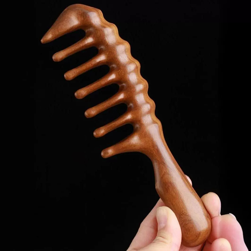 天然白檀の櫛、静電気防止木製櫛、マッサージ、細長い歯、もつれ - Detangling Wide Comb のレビューと価格