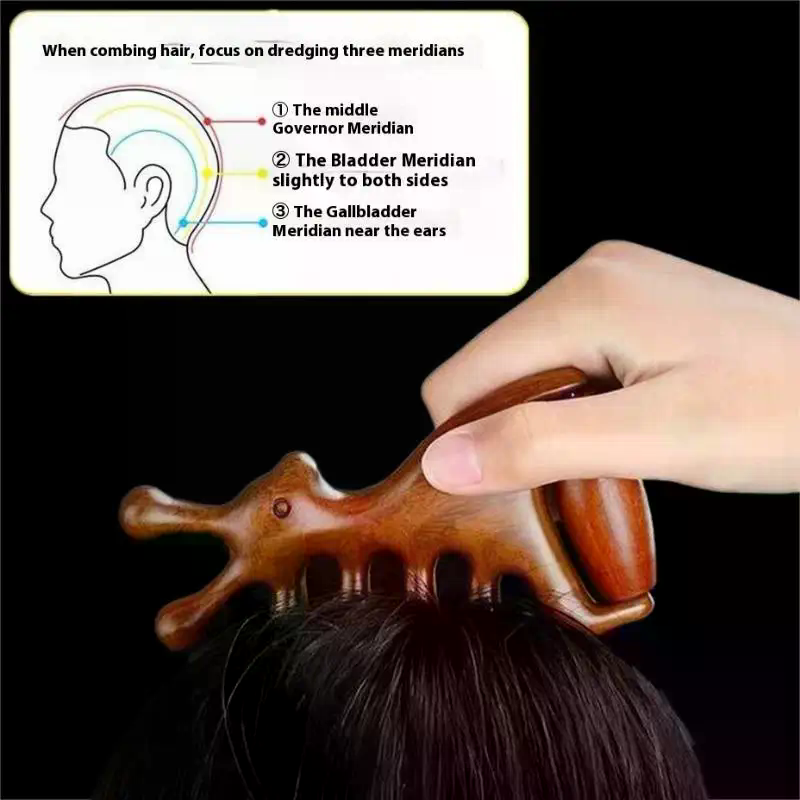 木製マッサージコーム ヘッド経絡頭皮コーム 顔 目 肩 首  - Detangling Wide Comb のレビューと価格