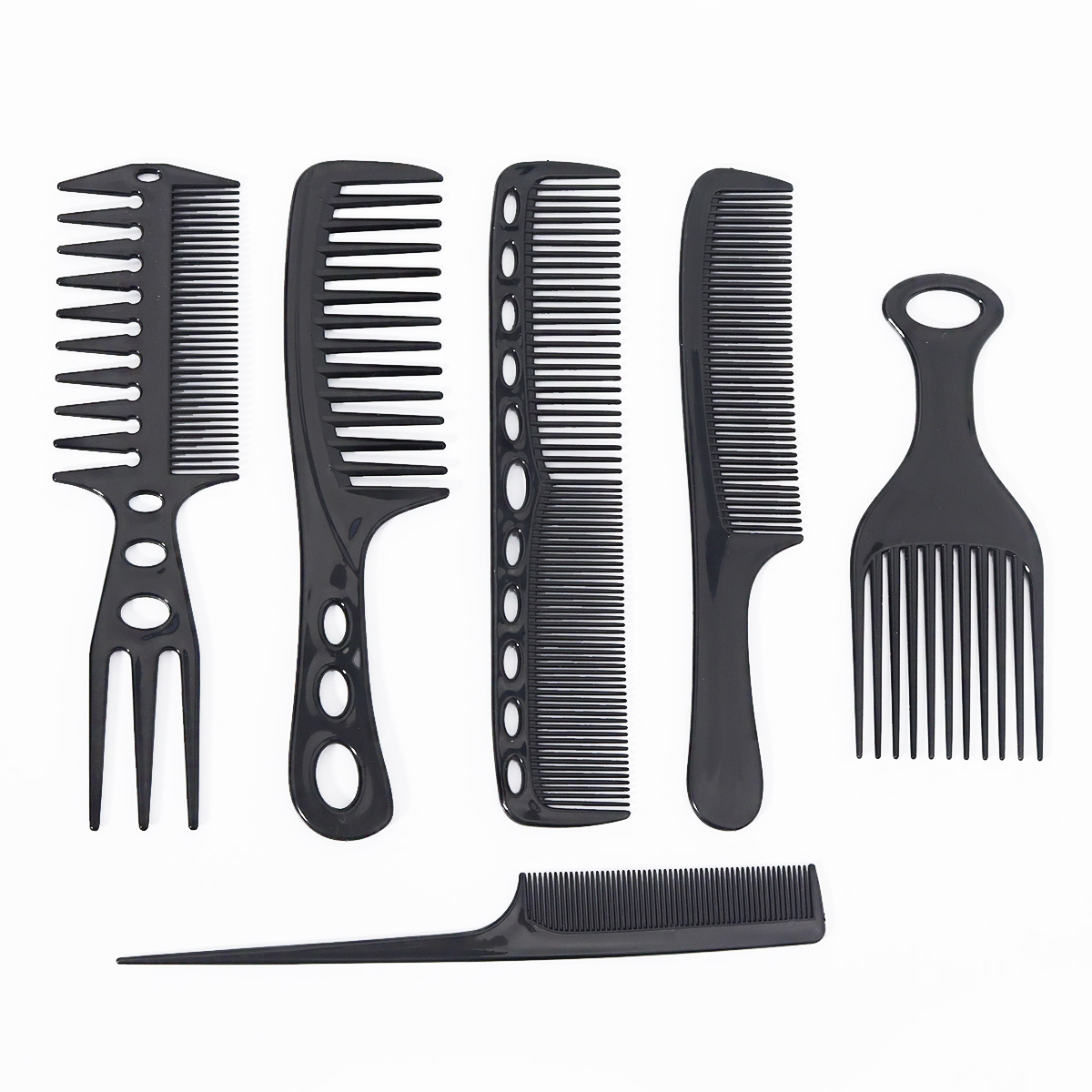 6本セット 黒髪用櫛セット、ヘアコーム、尖った尾の櫛、幅広歯 - Detangling Wide Comb のレビューと価格
