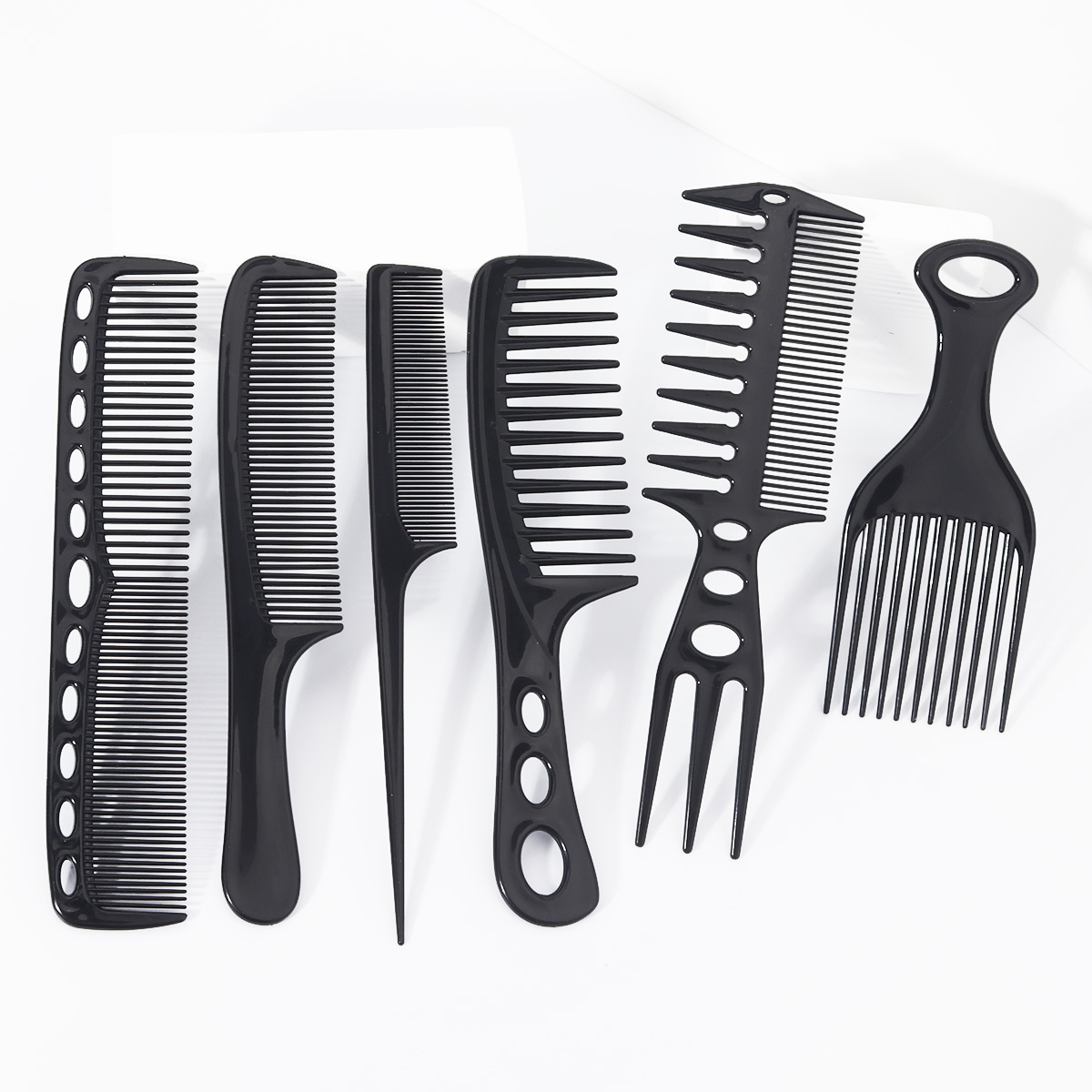 6本セット 黒髪用櫛セット、ヘアコーム、尖った尾の櫛、幅広歯 - Detangling Wide Comb のレビューと価格