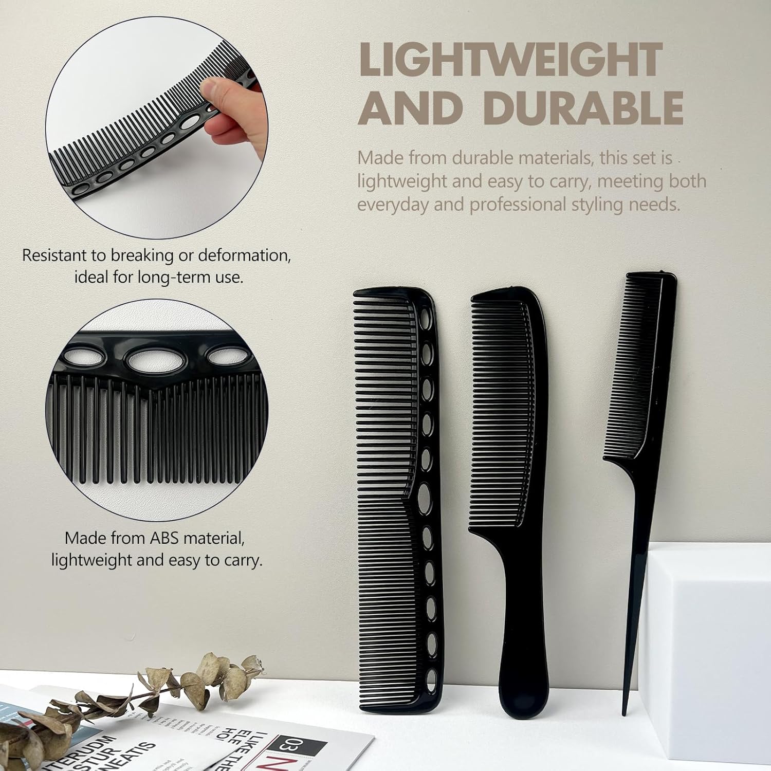 6 個のワイド歯のもつれ解消コームセット静電気防止ヘアスタイ - Detangling Wide Comb のレビューと価格