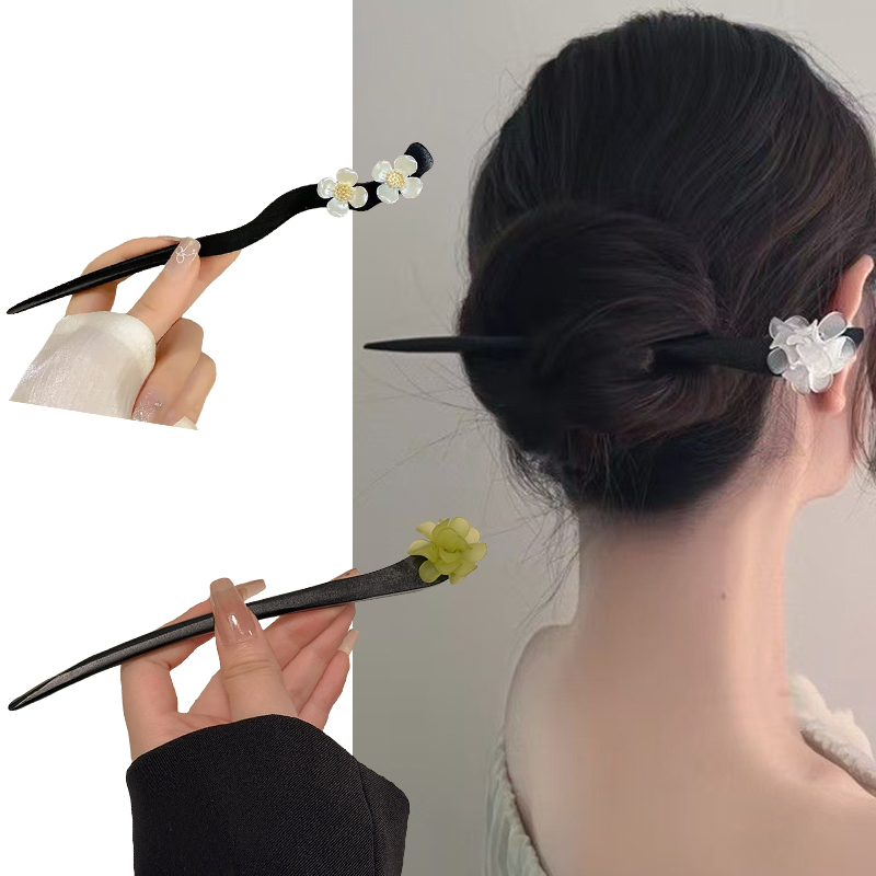 ヴィンテージ中国風の木製花ヘアスティックパールヘアピンジュエ - Hair Care Ingredients のレビューと価格