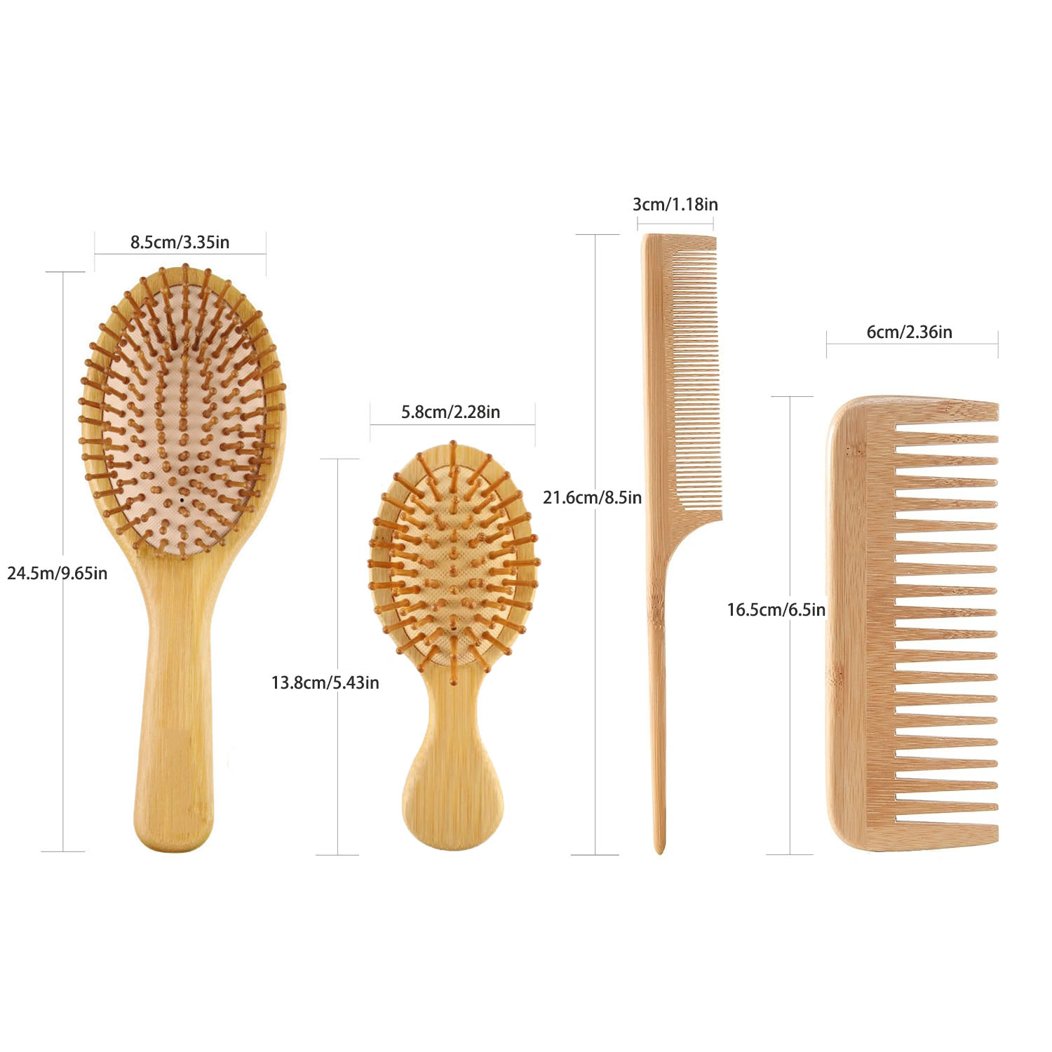 竹製ヘアブラシ＆コームセット（男女兼用）、木製ワイドトゥース - Detangling Wide Comb のレビューと価格